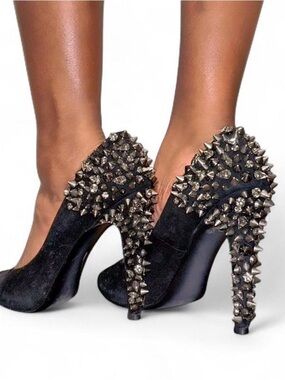 Sam Edelman Lorissa Black Spike Studded High Heel Pumps